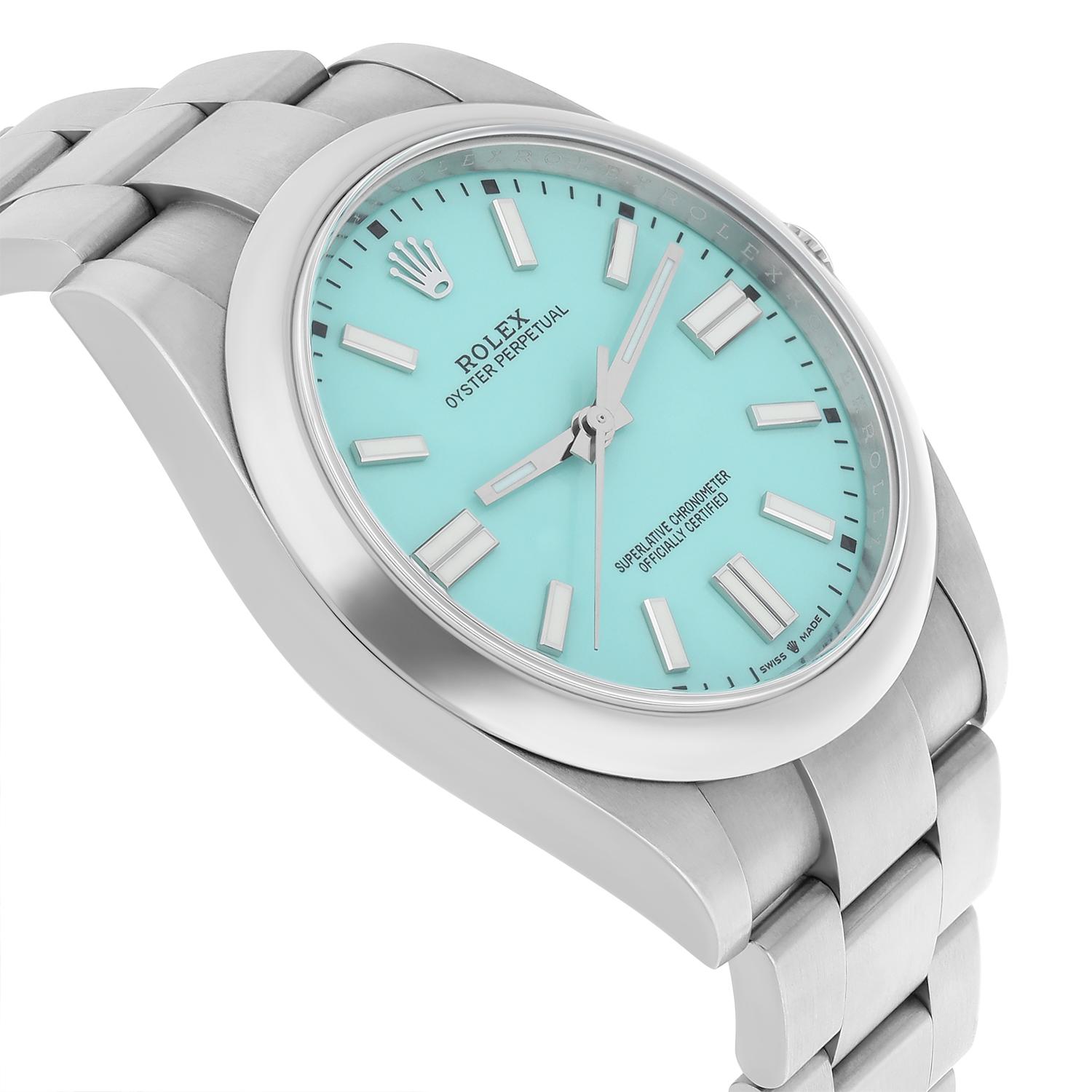 Rolex Oyster Perpetual 124300 Tiffany Turquoise 41mm Acier inoxydable Mint 2021 1