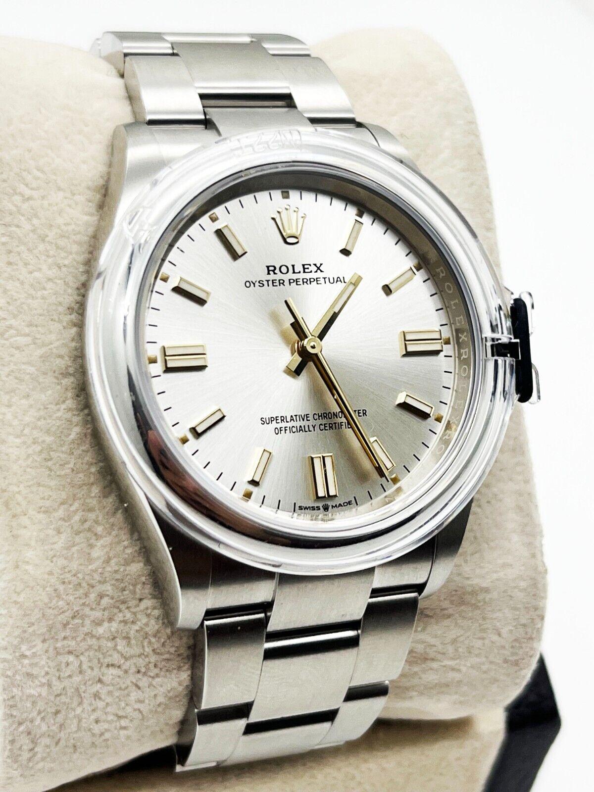 Rolex Oyster Perpetual 126000 Silver Dial Stainless Steel Box Paper 2021 For Sale 2