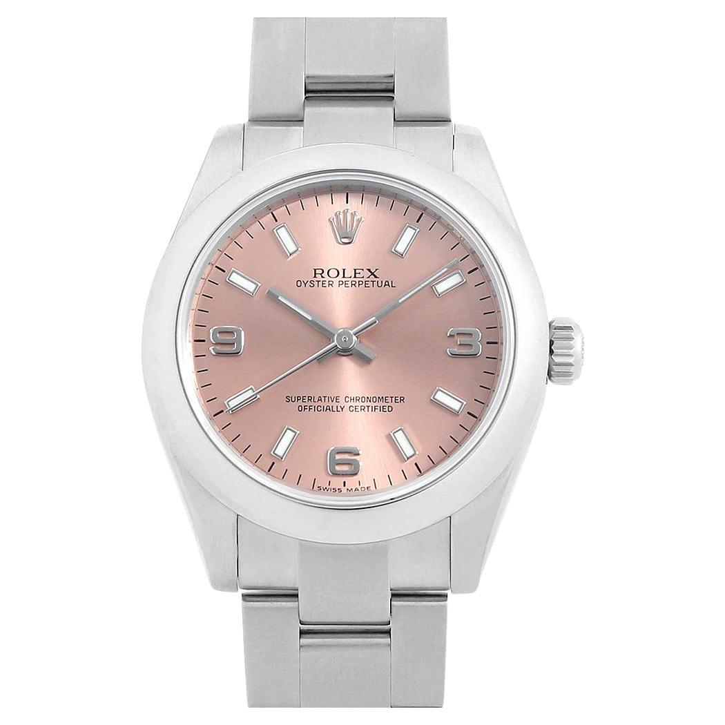 Rolex Oyster Perpetual 177200 Pink 369 White Bar, Z Series, Unisex Used Watch