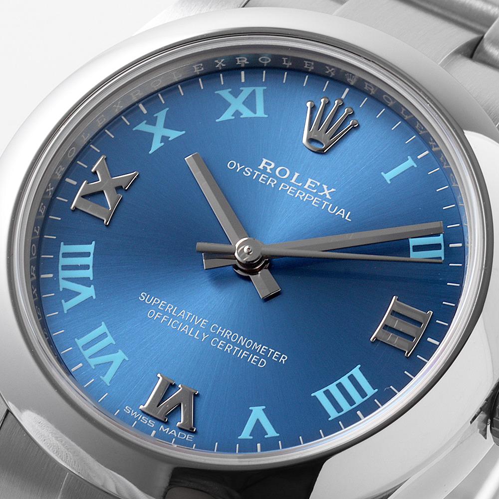 Rolex Oyster Perpetual 177200 Unisex Azzurro Blue Dial Watch - Gently Used 2
