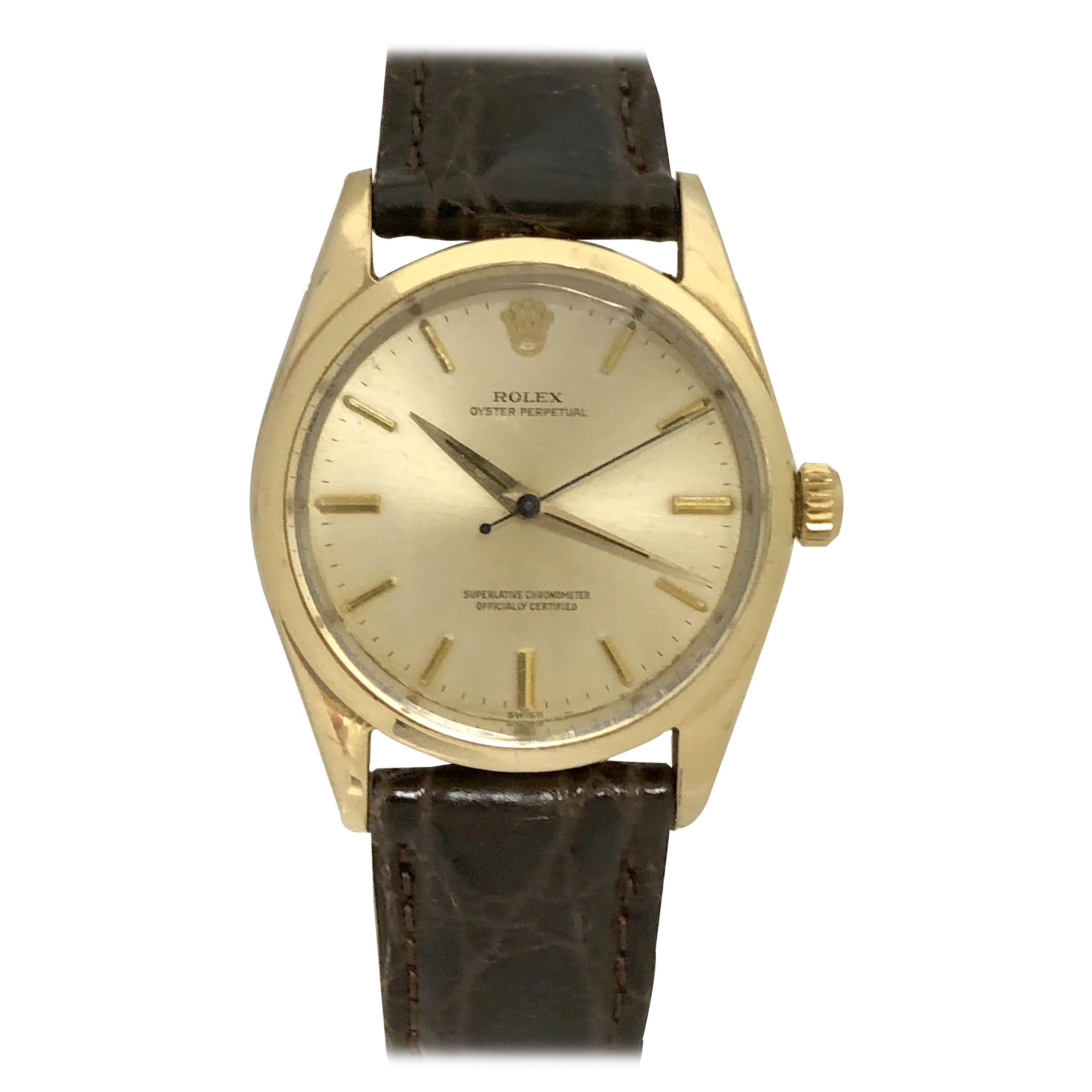Rolex Oyster Perpetual 1980 Ref 1014 Gold Shell Automatic Wristwatch