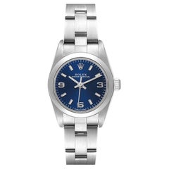 Rolex Oyster Perpetual 24 Nondate Blue Dial Ladies Watch 76080 Box Papers