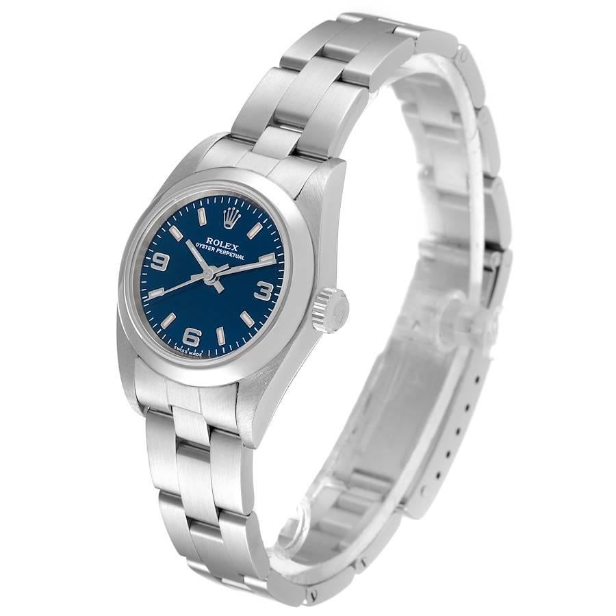 Women's Rolex Oyster Perpetual 24 Nondate Blue Dial Steel Ladies Watch 76080