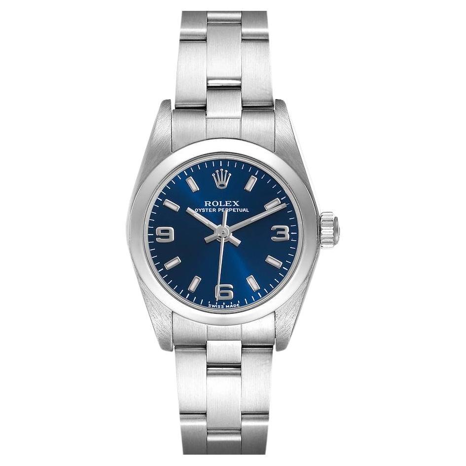 Rolex Oyster Perpetual 24 Nondate Blue Dial Steel Ladies Watch 76080