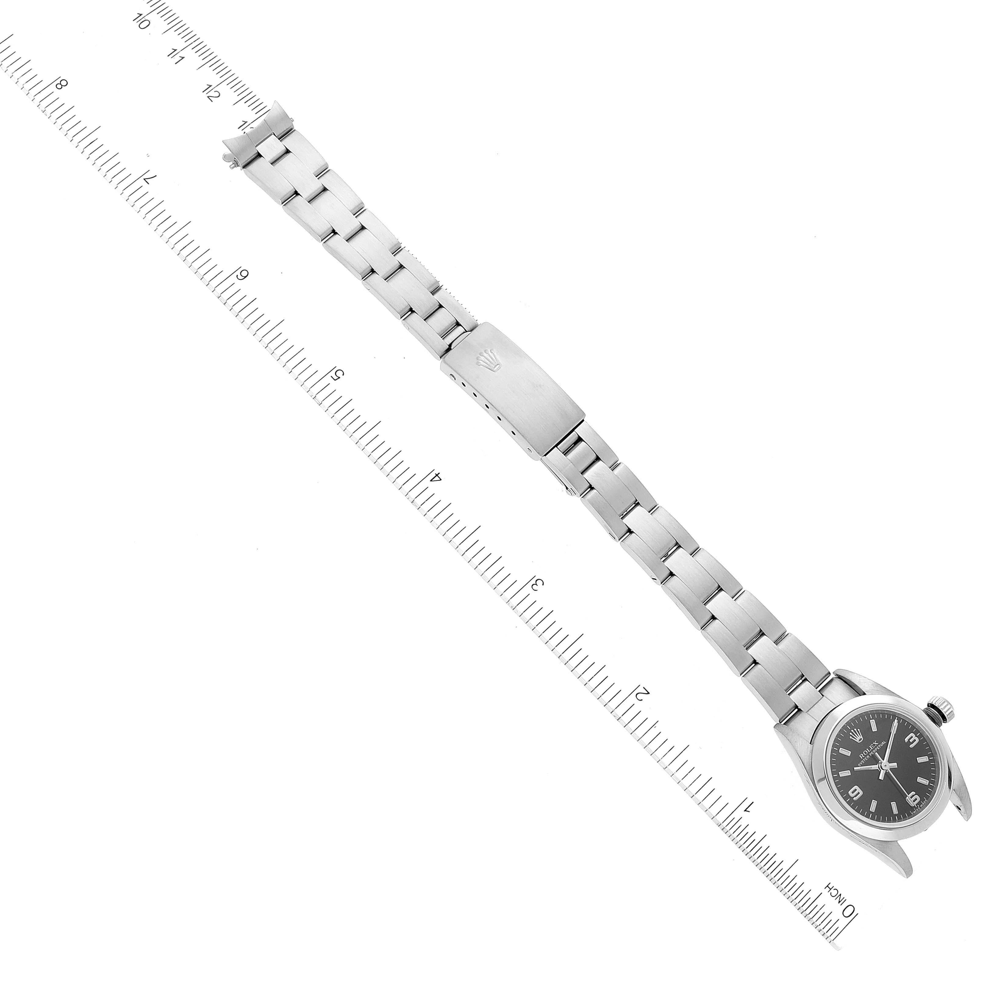 Rolex Oyster Perpetual Black Dial Steel Ladies Watch 76080 2