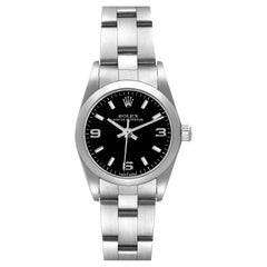 Rolex Oyster Perpetual Black Dial Steel Ladies Watch 76080