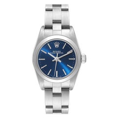 Rolex Oyster Perpetual 24mm Blue Dial Steel Ladies Watch 76080 Box Papers