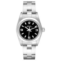 Rolex Oyster Perpetual Nondate Black Dial Ladies Watch 76080 Papers