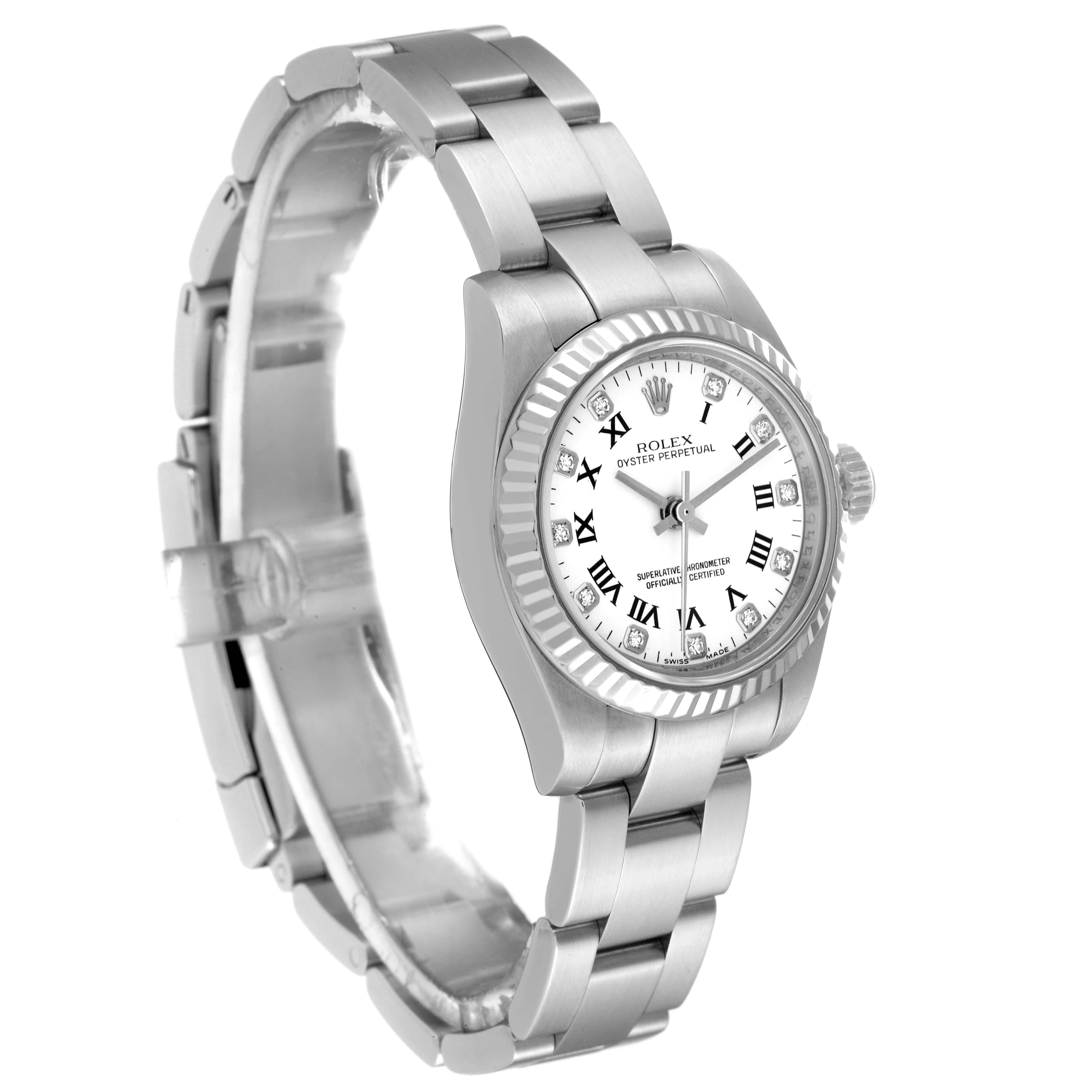 Rolex Oyster Perpetual 26 Steel White Gold Diamond Ladies Watch 176234 In Good Condition In Atlanta, GA