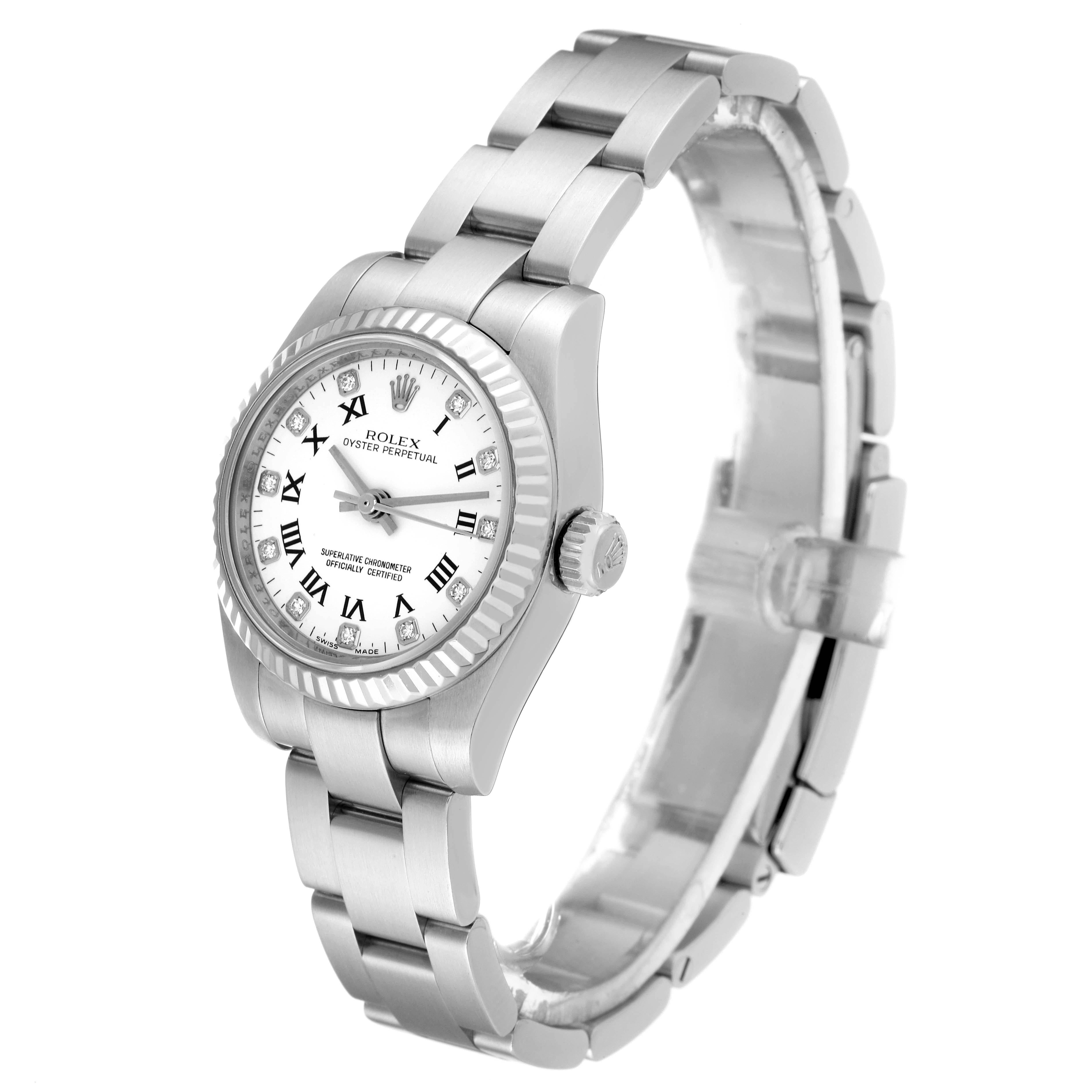 Women's Rolex Oyster Perpetual 26 Steel White Gold Diamond Ladies Watch 176234