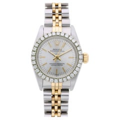 Rolex Oyster Perpetual 26mm Diamond Bezel 18K Two Tone Gold Jubilee Ladies Watch