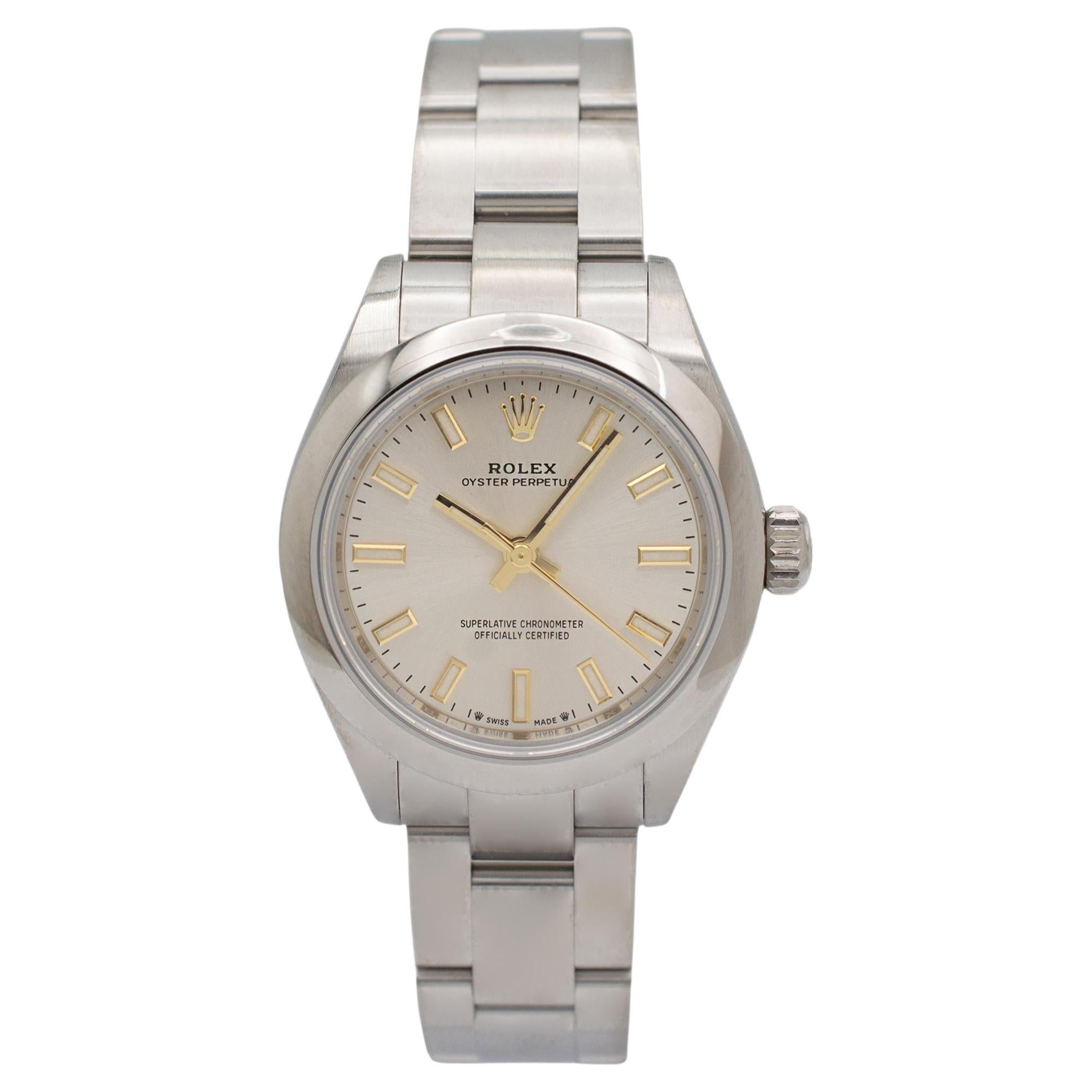 Rolex Oyster Perpetual 28MM 276200 Silver Dial Oyster Stainless Steel Watch For Sale