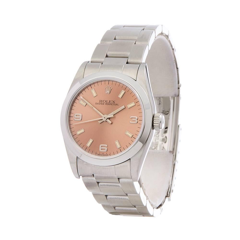 Ref: W5040
Manufacturer: Rolex
Model: Oyster Perpetual
Model Ref: 67480
Age: 21st December 1997
Gender: Ladies
Complete With: Xupes Presenation Pouch & Guarantee
Dial: Pink Arabic
Glass: Sapphire Crystal
Movement: Automatic
Water Resistance: To