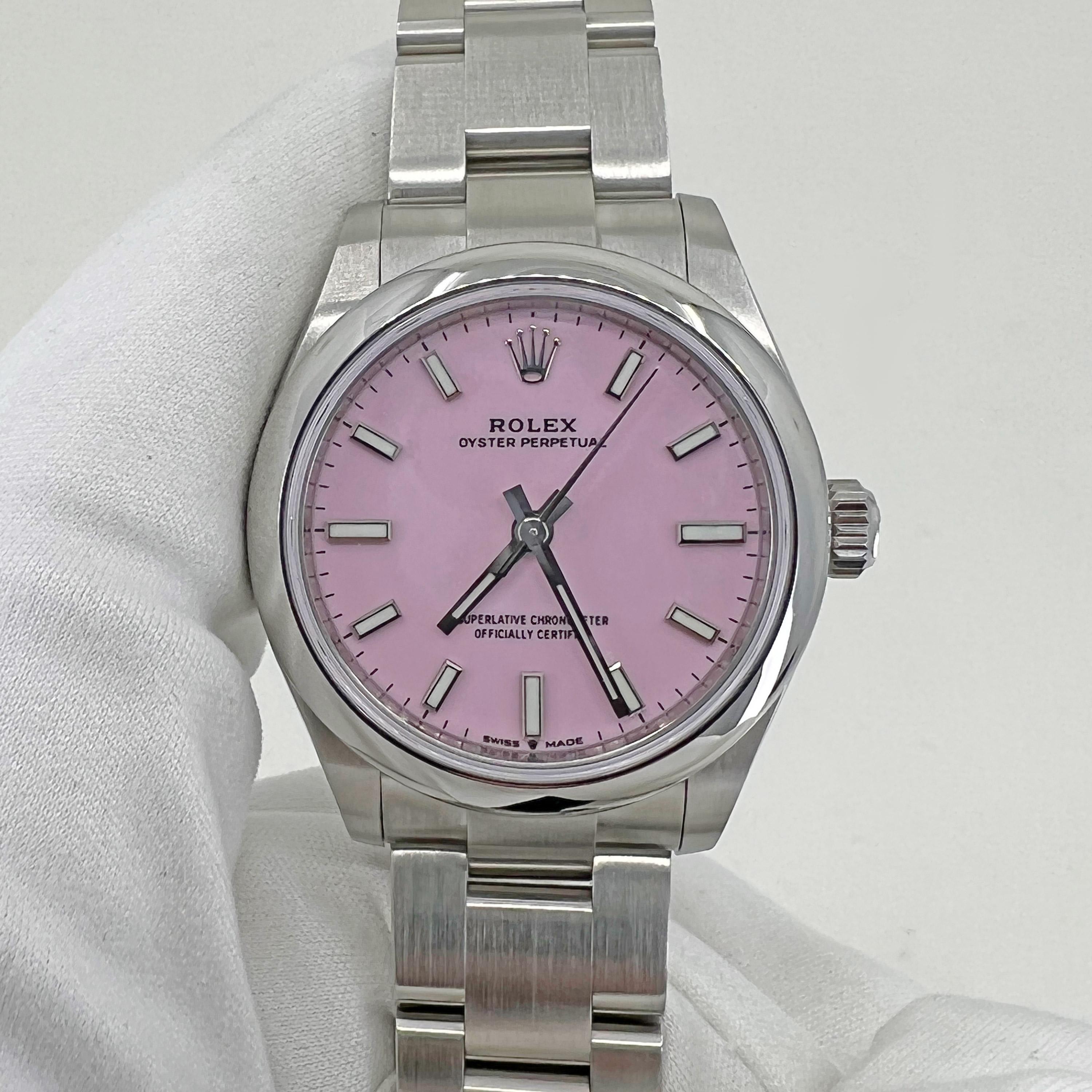 Rolex Oyster Perpetual 31 Candy Pink Dial 2022 Unworn Watch 277200 Complete For Sale 8