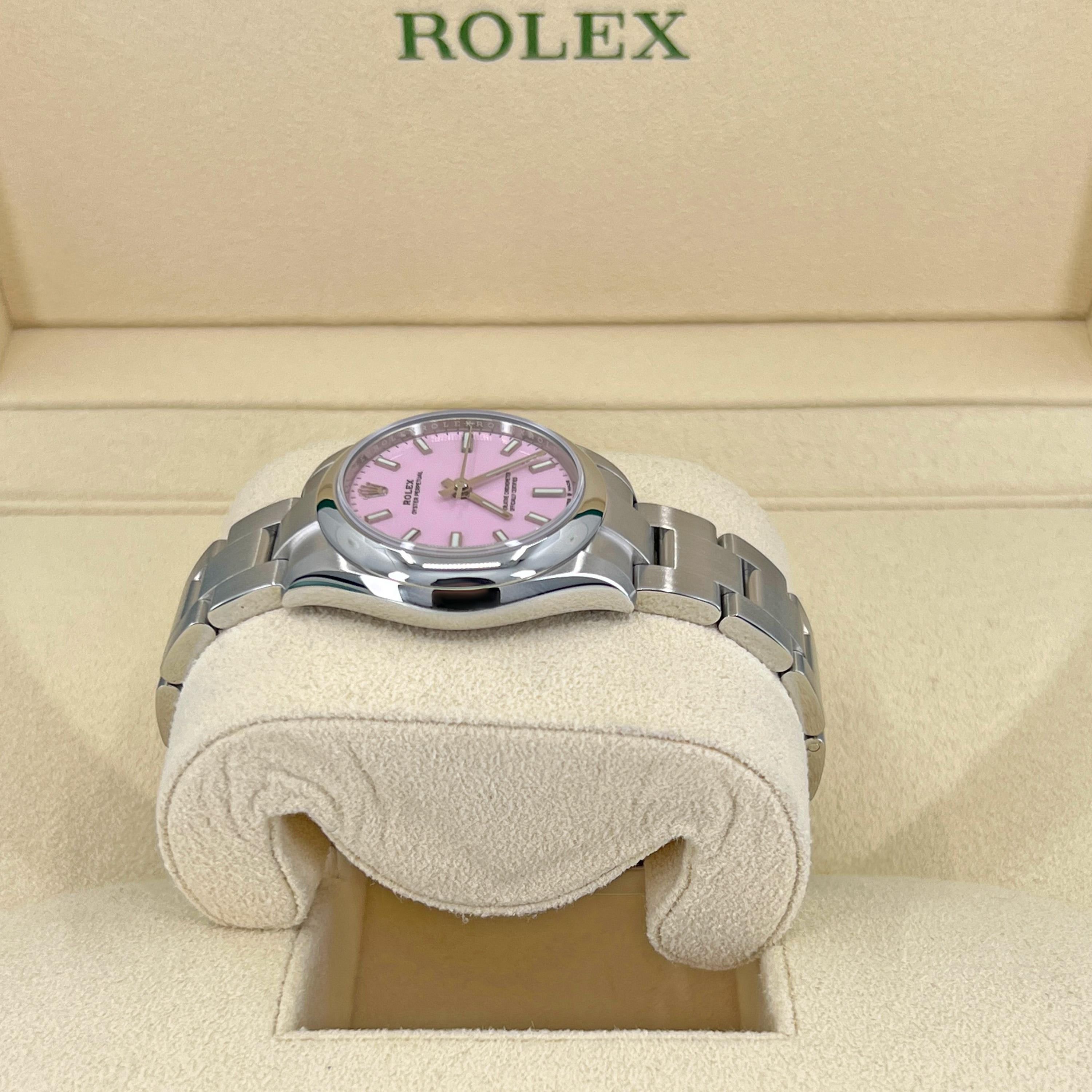 Rolex Oyster Perpetual 31 Candy Pink Dial 2022 Unworn Watch 277200 Complete In New Condition For Sale In New York, NY