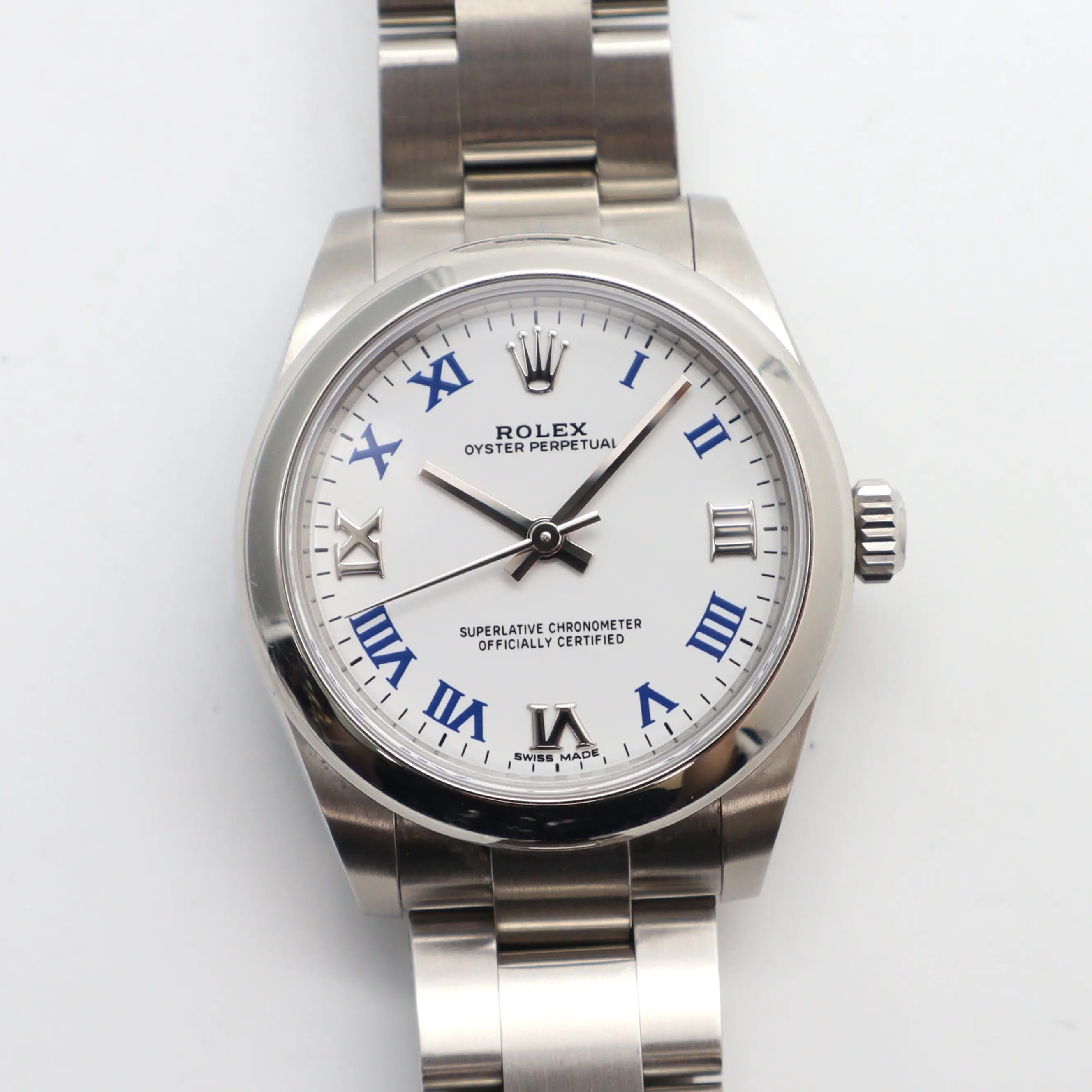 Rolex Oyster Perpetual 31 Midsize White Dial Steel Automatic Watch 177200 For Sale 3