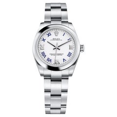 Rolex Oyster Perpetual Automatik Weißes römisches Zifferblatt Damenuhr 177200