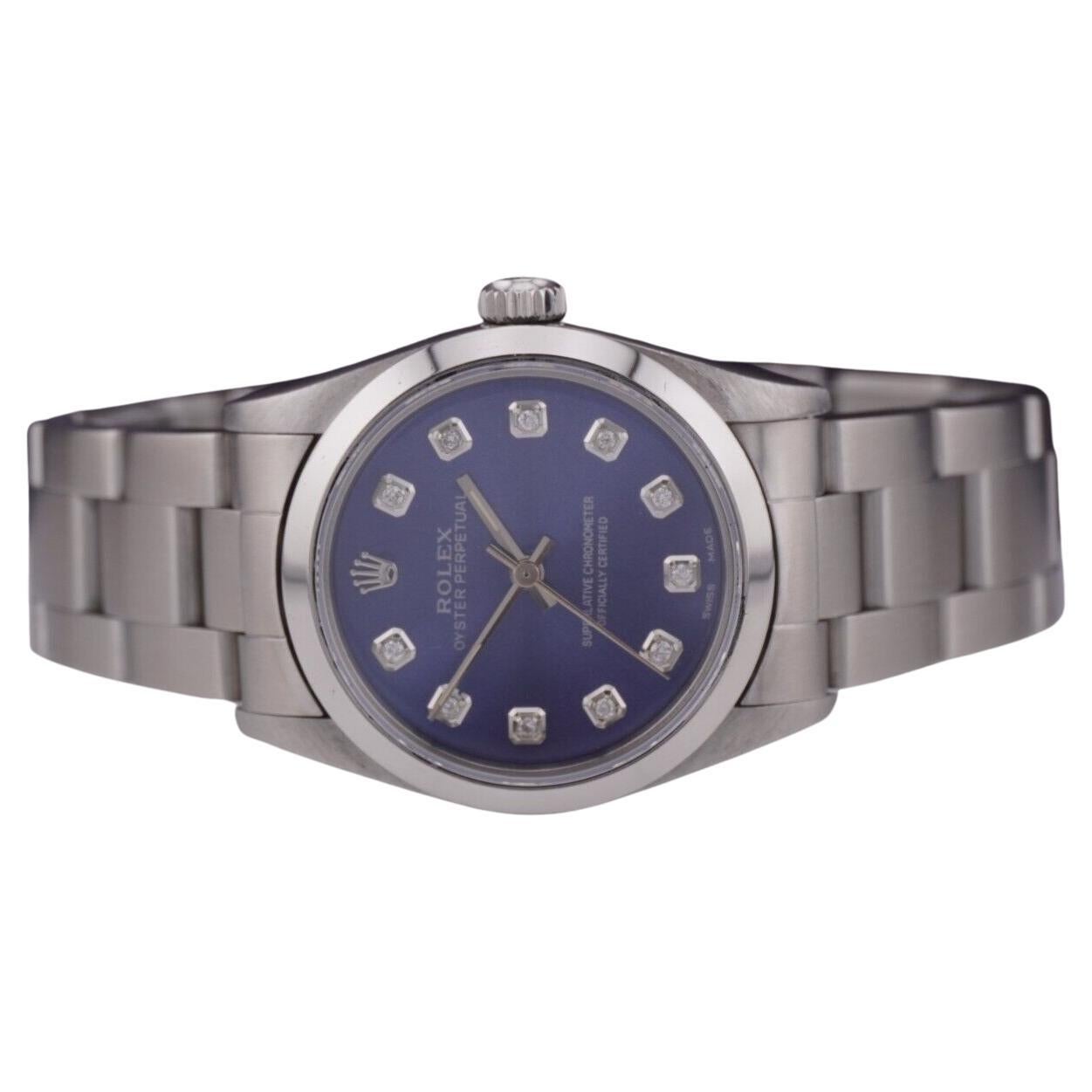Rolex Oyster Perpetual 31mm Stainless Steel Blue Dial Watch 77080 For Sale