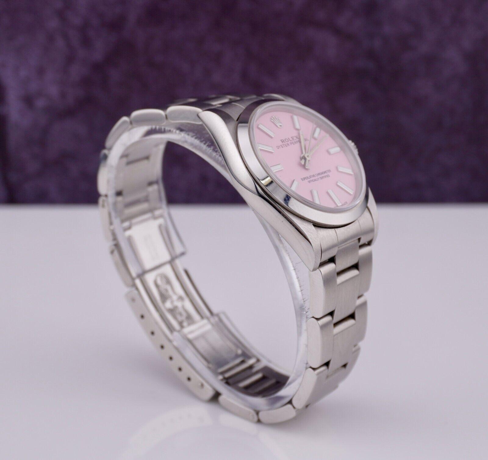 Rolex Oyster Perpetual 31mm Stainless Steel Pink Dial Watch Ref 77080 For Sale 1