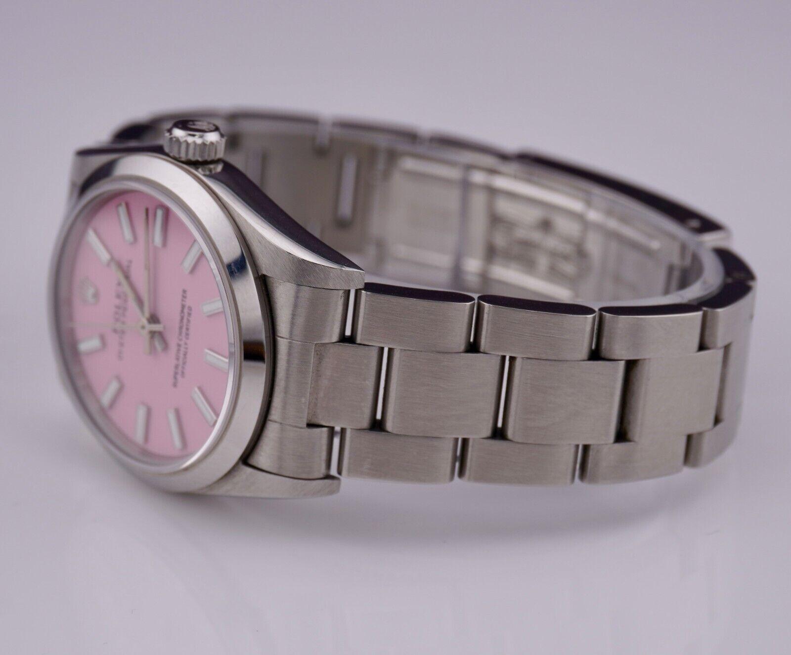 Women's Rolex Oyster Perpetual 31mm Stainless Steel Pink Dial Watch Ref 77080 For Sale