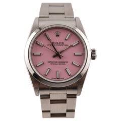 Vintage Rolex Oyster Perpetual 31mm Stainless Steel Pink Dial Watch Ref 77080