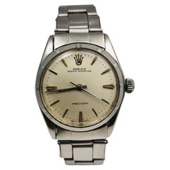 Rolex Oyster Perpetual Vintage Engine Turned Bezel Stainless Steel