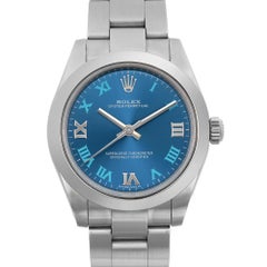 Rolex Oyster Perpetual 31MM White Gold Steel Blue Dial Ladies Watch 177200