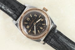 Rolex Oyster Perpetual 3372 Bubbleback Wristwatch, Steel 18K Rose Gold c. 1940s