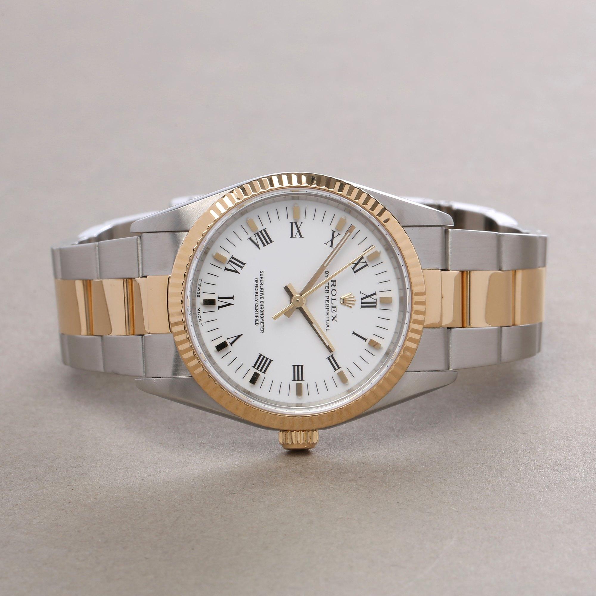 Rolex Oyster Perpetual 34 14233 Unisex Stainless Steel and Yellow Gold Watch In Excellent Condition In Bishops Stortford, Hertfordshire