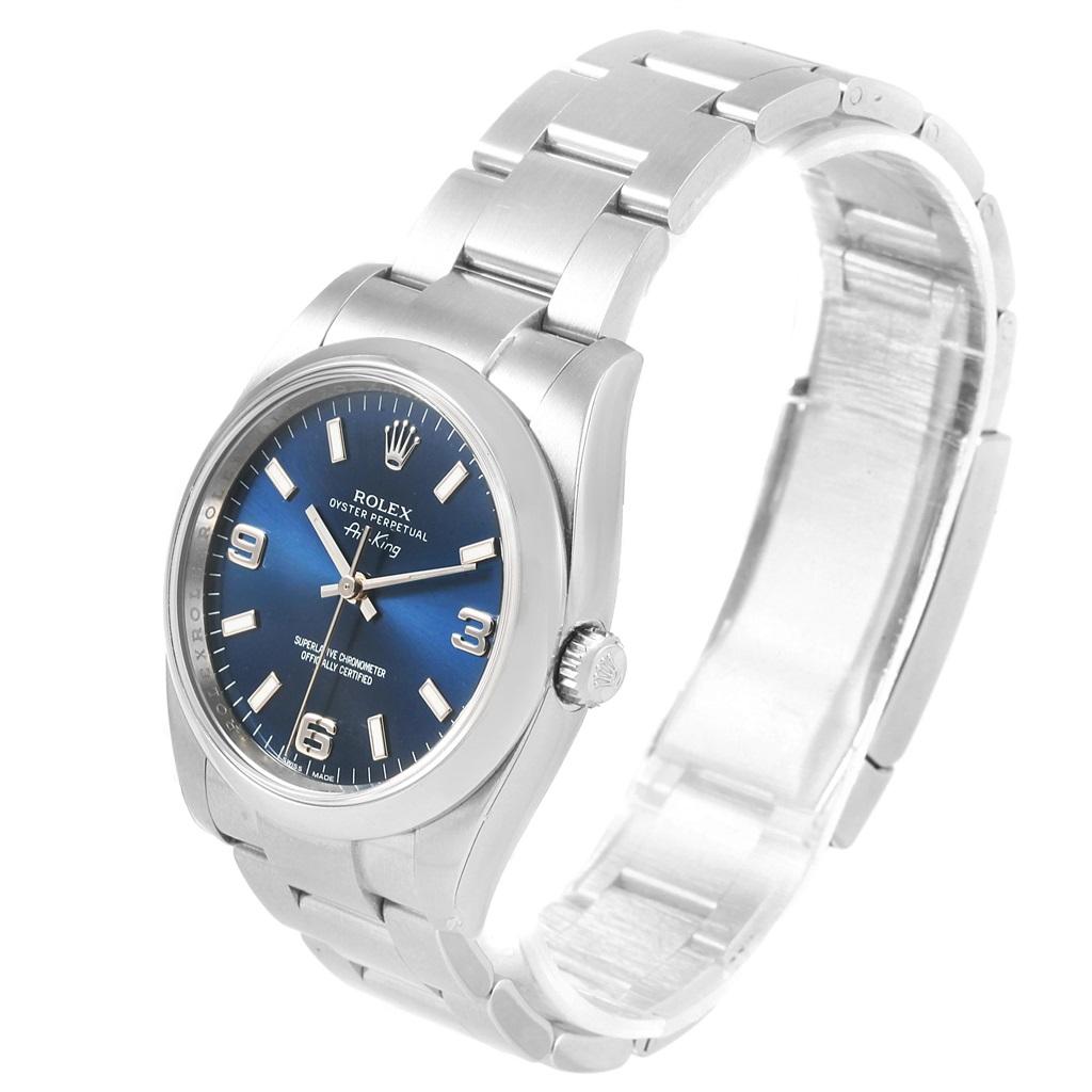 Rolex Oyster Perpetual 34 Blue Dial Oyster Bracelet Watch 114200 Unworn In Good Condition For Sale In Atlanta, GA