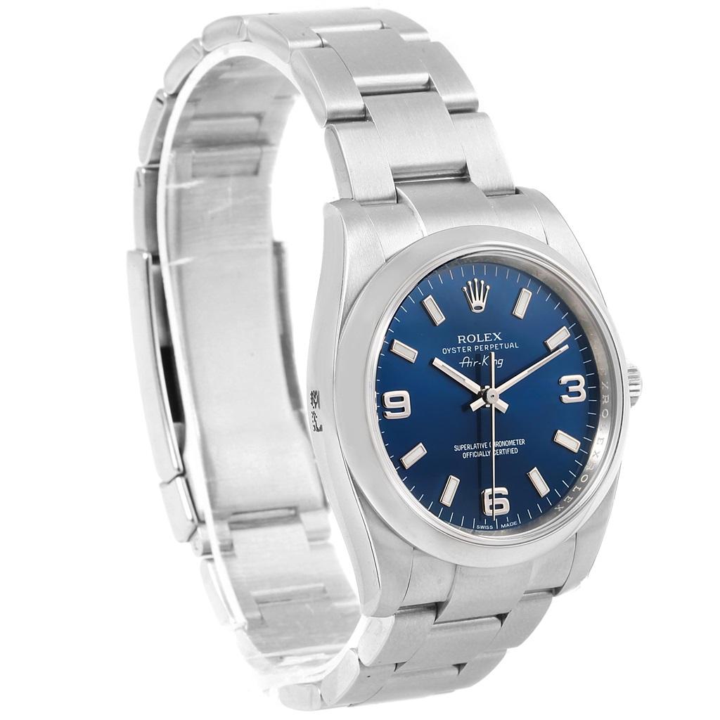 Rolex Oyster Perpetual 34 Blue Dial Oyster Bracelet Watch 114200 Unworn For Sale 1