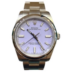 Rolex Oyster Perpetual 34 Lavender Dial Oystersteel Watch NEW FULL SET