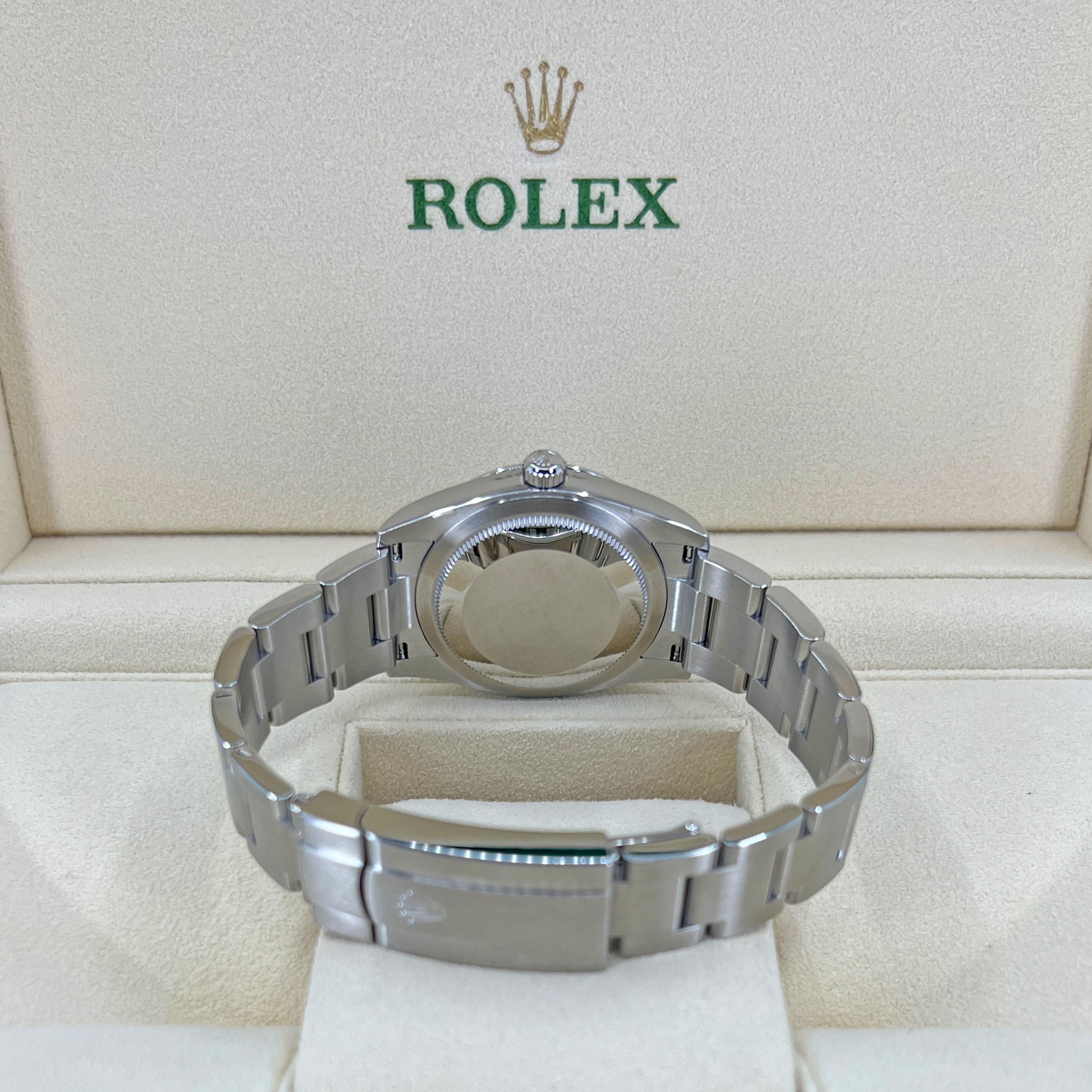 Rolex Oyster Perpetual 34 mm 2022 Blue Dial 124200 Unworn Watch Complete For Sale 5