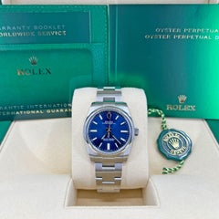 Rolex Oyster Perpetual 34 mm 2022 Blue Dial 124200 Unworn Watch Complete
