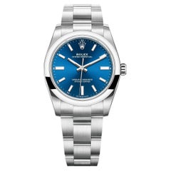 Rolex Oyster Perpetual 34 mm 2022 Blue Dial 124200 Unworn Watch Complete