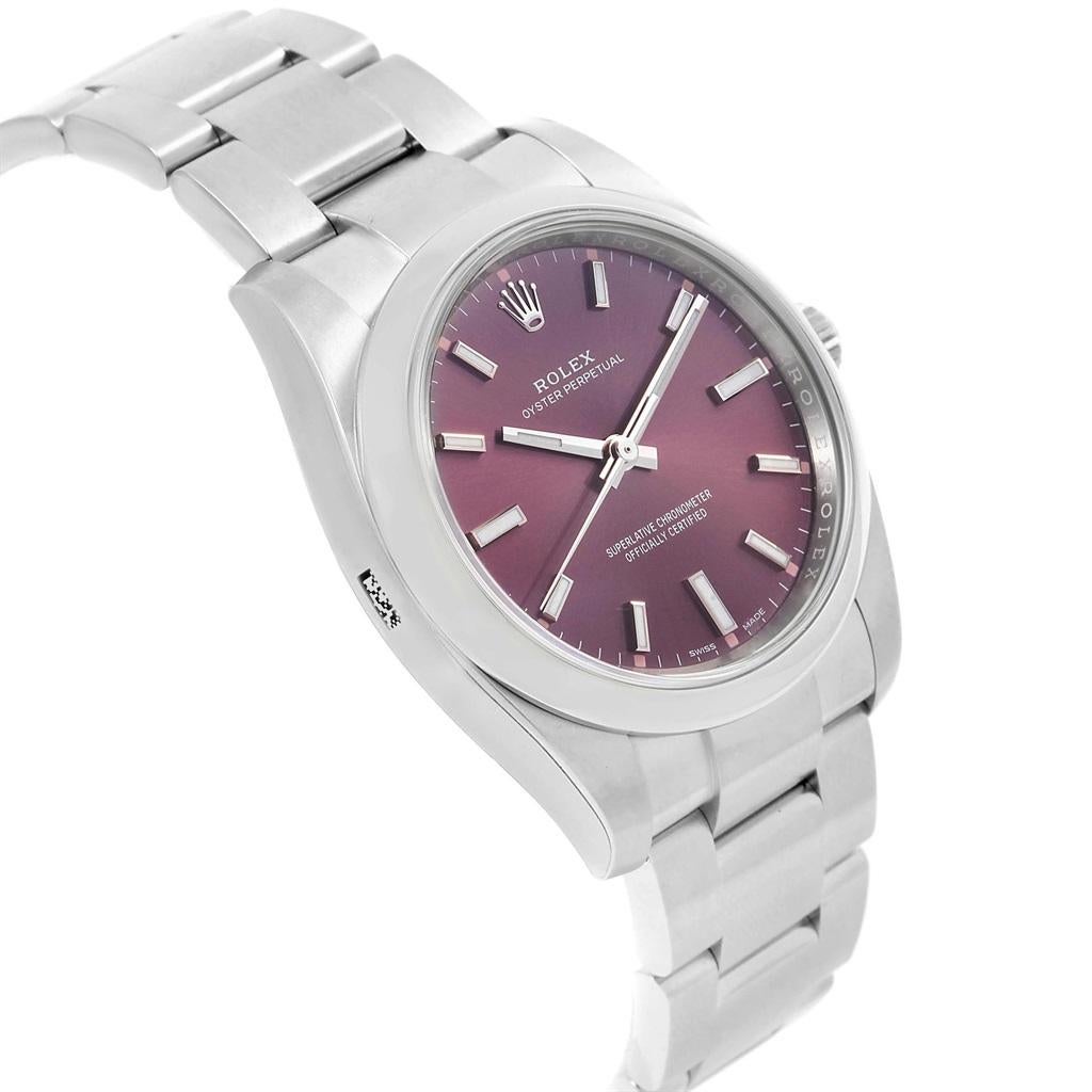 Rolex Oyster Perpetual 34 Red Grape Dial Steel Men’s Watch 114200 Unworn 1