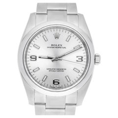Rolex Oyster Perpetual 34mm 114200 Edelstahl-Uhr Silber Index Zifferblatt 