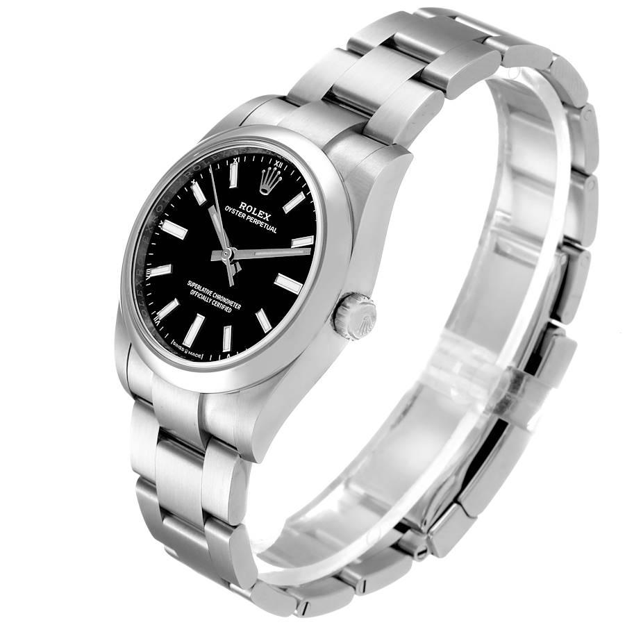 Women's or Men's Rolex Oyster Perpetual Black Dial Steel Watch 124200 Unworn For Sale
