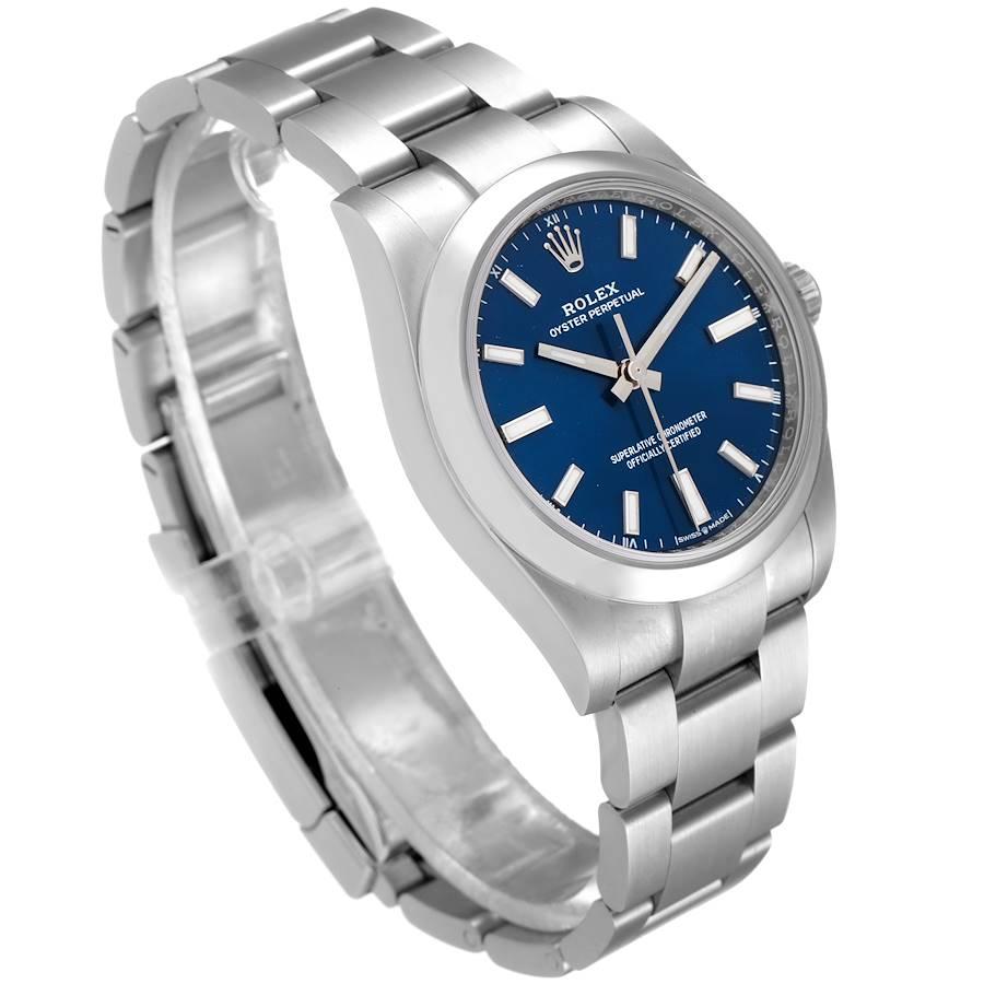 Rolex Oyster Perpetual Blue Dial Steel Mens Watch 124200 Unworn In Excellent Condition For Sale In Atlanta, GA