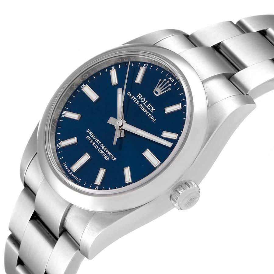 Women's or Men's Rolex Oyster Perpetual Blue Dial Steel Mens Watch 124200 Unworn