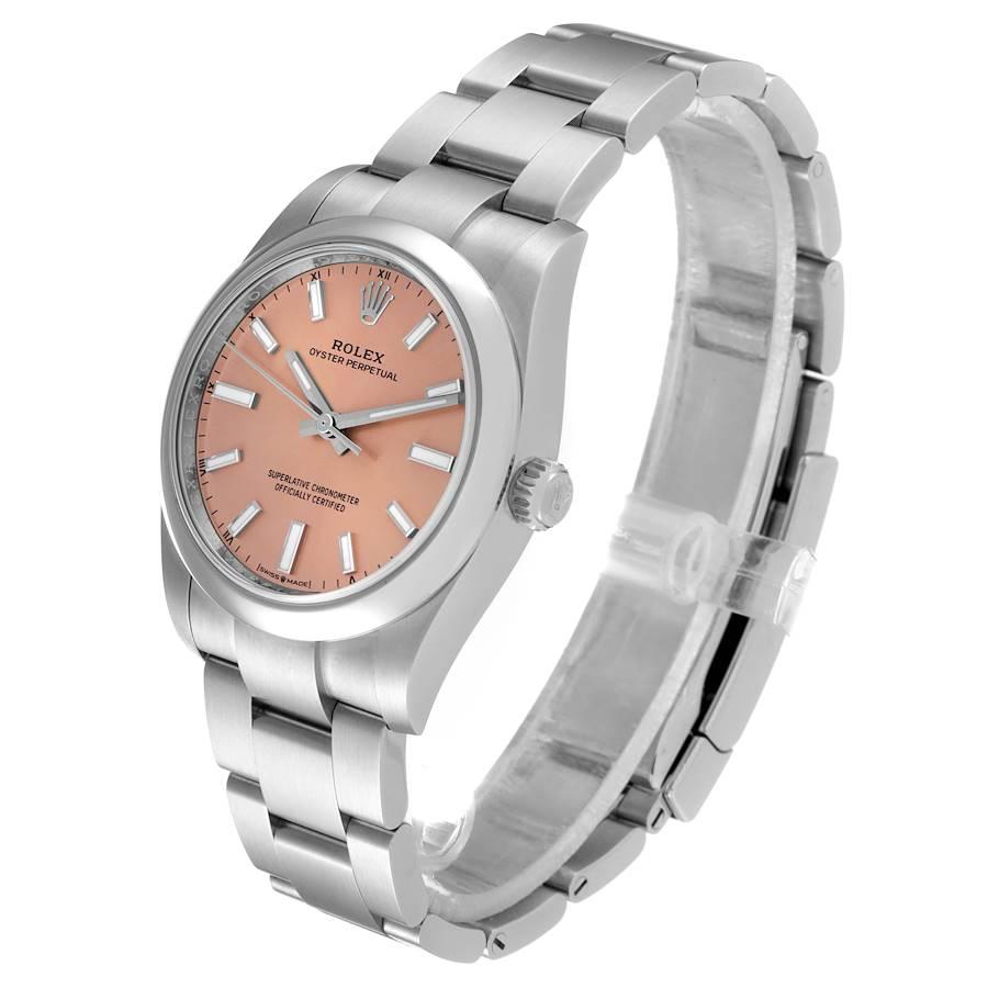 Rolex Oyster Perpetual Pink Dial Steel Mens Watch 124200 Unworn In Excellent Condition For Sale In Atlanta, GA
