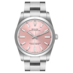 Rolex Oyster Perpetual 34mm Pink Dial Steel Mens Watch 124200 Unworn