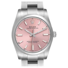 Rolex Oyster Perpetual 34mm Pink Dial Steel Mens Watch 124200 Unworn