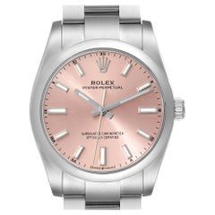 Rolex Oyster Perpetual 34mm Pink Dial Steel Mens Watch 124200 Unworn