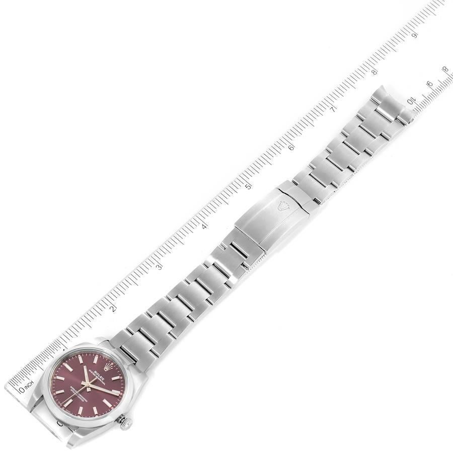 Rolex Oyster Perpetual Red Grape Dial Mens Watch 114200 Box Card 3