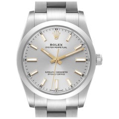 Rolex Oyster Perpetual 34mm Quadrante Argento Acciaio Orologio Uomo 124200 Scheda Scatola