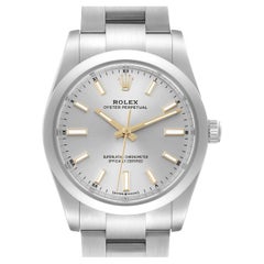 Rolex Oyster Perpetual 34mm Silver Dial Steel Mens Watch 124200 Box Card