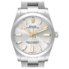 Rolex Oyster Perpetual 34mm Silver Dial Steel Mens Watch 124200