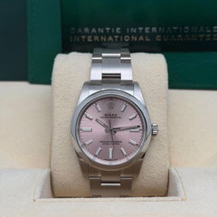 Rolex Oyster Perpetual 34mm Steel Pink Dial Midsize Watch 124200
