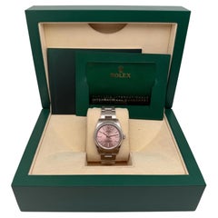 Rolex Oyster Perpetual 34mm Steel Pink Dial Midsize Watch 124200